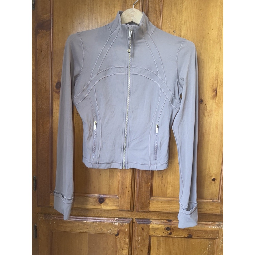 Lululemon Define Cropped Jacket 8 Gold Zipper Women's Brown Long Sleeve Nulu